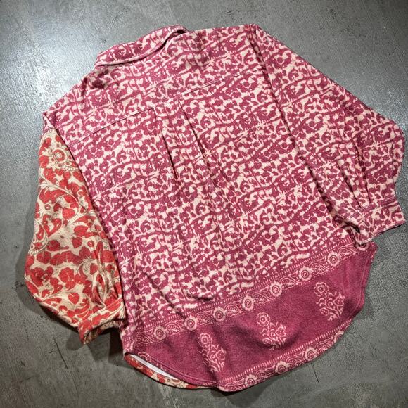 Free People Mixed Print Fleece Shacket Oversized XL - Picture 6 of 6